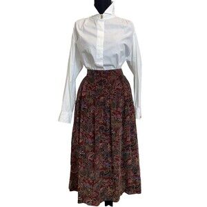 Vintage Bechamel Cotton Made In Japan Cottage Core Floral Pleated Skirt Size 14